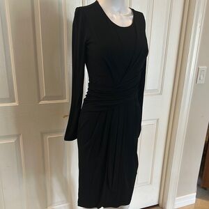 Armani Collezioni Black Ruched Long Sleeve Sheath Dress size 4